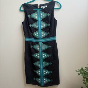 Beth Rowley Gorgeous black embroidered fitted dress bodycon Size 6